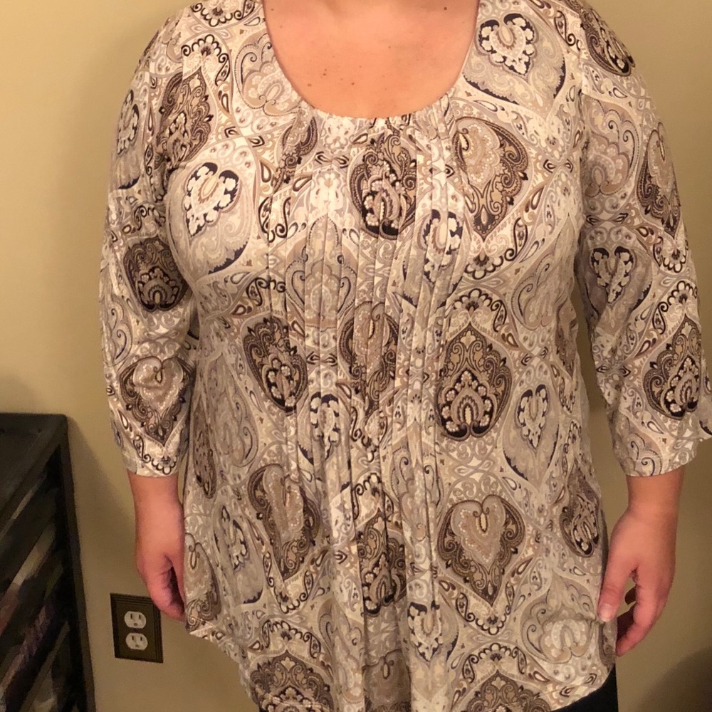 Flowy brown paisley shirt / tunic